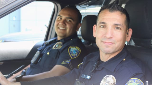 Two police officers in their vehicle